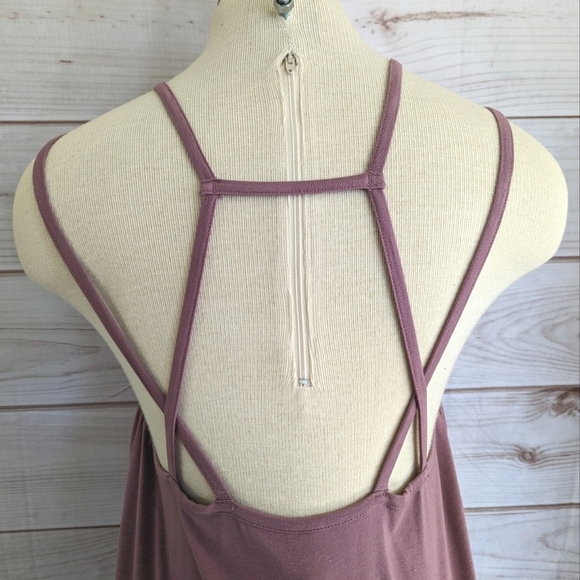 RVCA Strappy V Neck Trapeze Tank Mini Dress in Primrose Size Medium - Picture 5 of 12